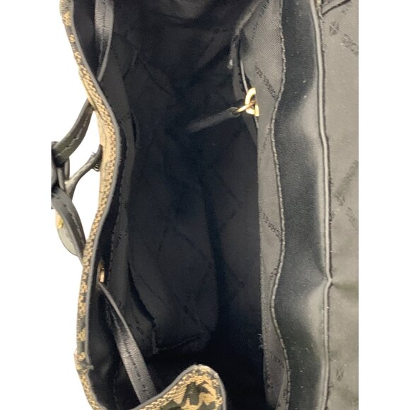 Michael Kors Evie Monogram Canvas & Leather Small Backpack Black/Brown Used - Picture 16 of 16